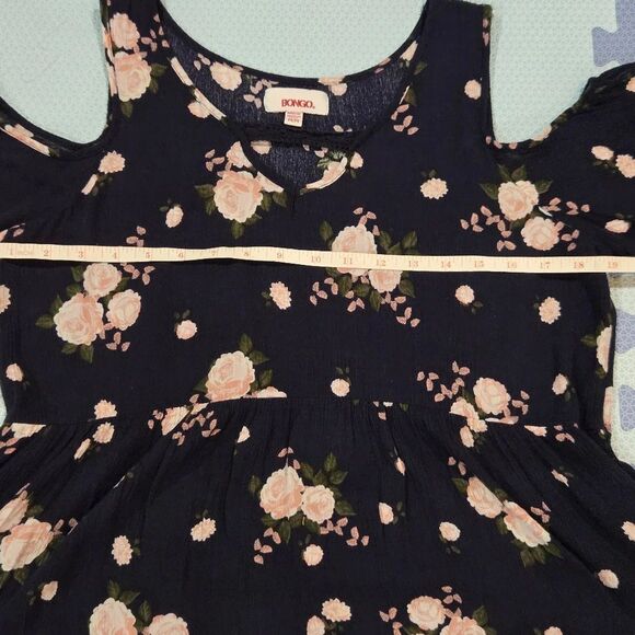 Bongo Junior Floral Cold Shoulder Top - Navy Size M - Picture 4 of 8